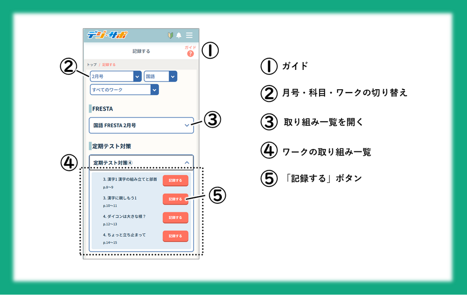 ●「記録する」ページの使い方